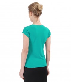 Elastic jersey blouse with folds