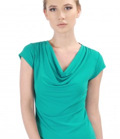 Elastic jersey blouse with folds