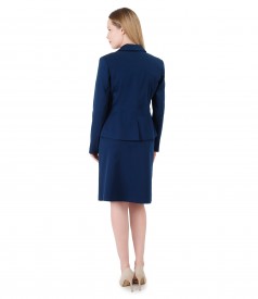 Women office suit with jacket and textured cotton skirt