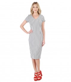 Midi dress made of elastic jersey printed with stripes