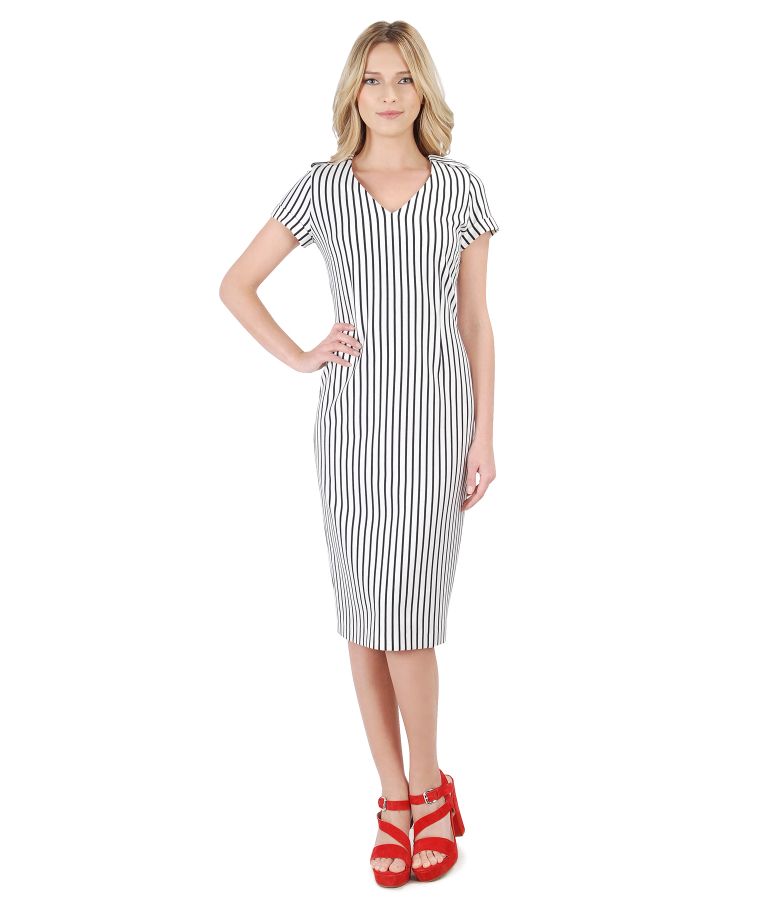 Midi dress made of elastic jersey printed with stripes