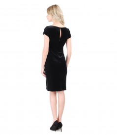 Black elastic velvet short evening dress