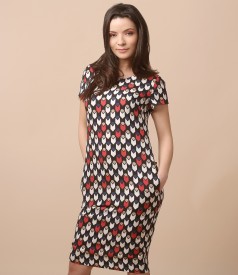 Viscose dress with geometric print