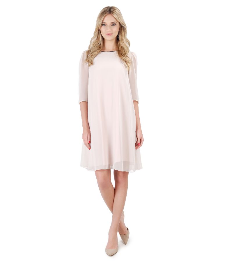 Veil evening dress with crystals beige YOKKO