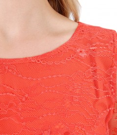Lace dress with short sleeves