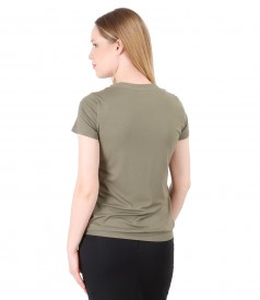 Elastic jersey blouse with V decolletage