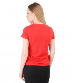 Elastic jersey blouse with V decolletage