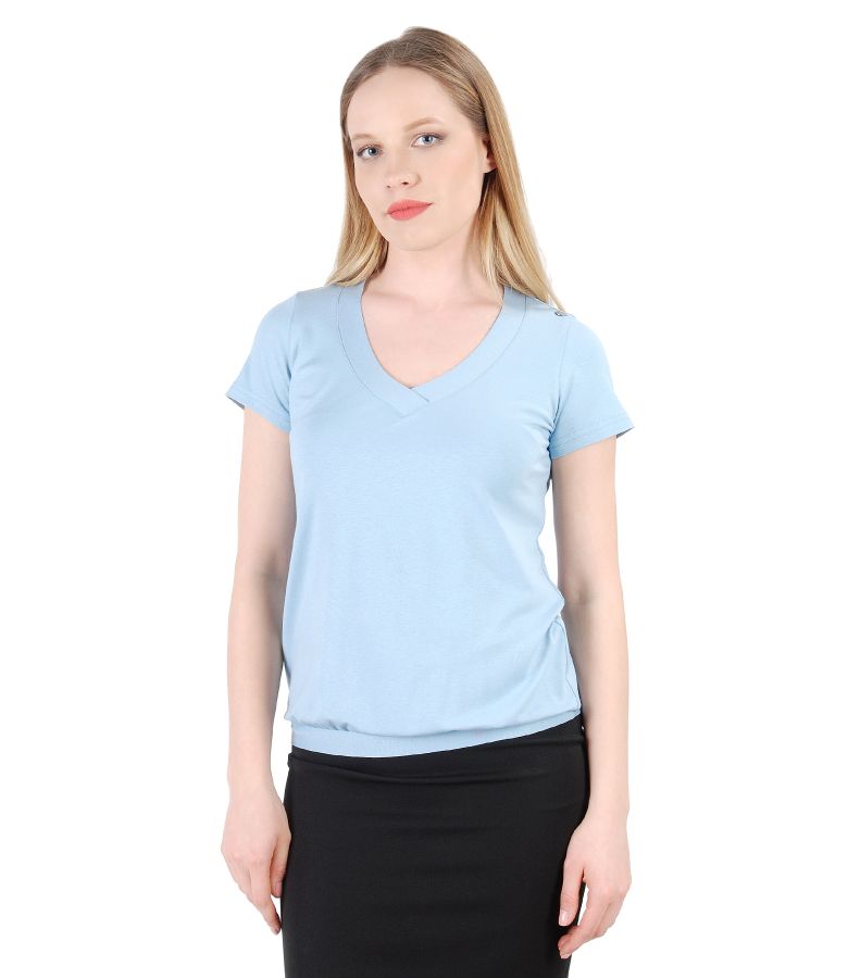 Elastic jersey blouse with V decolletage