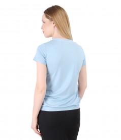 Elastic jersey blouse with V decolletage