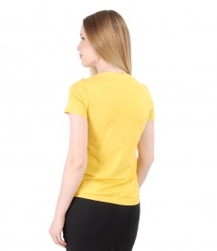 Elastic jersey blouse with V decolletage