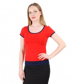 Elastic jersey t-shirt with trim