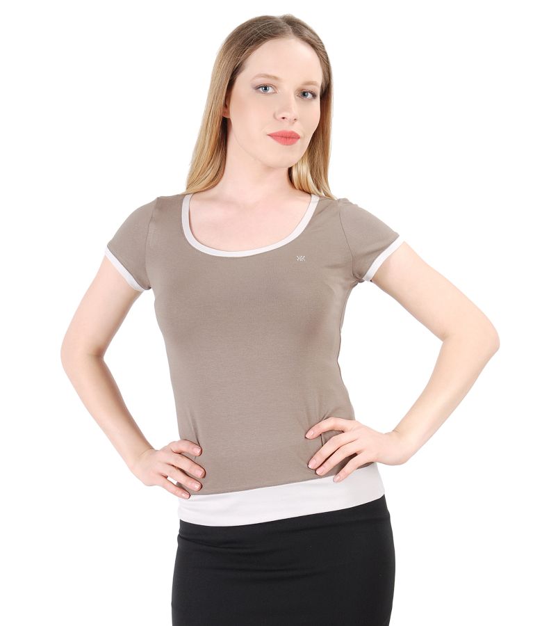 Elastic jersey t-shirt with trim