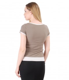 Elastic jersey t-shirt with trim