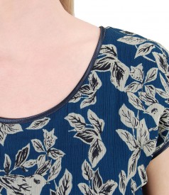 Blouse with front made of printed silk
