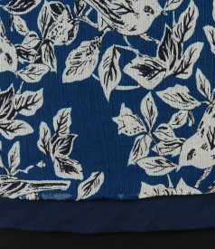 Blouse with front made of printed silk