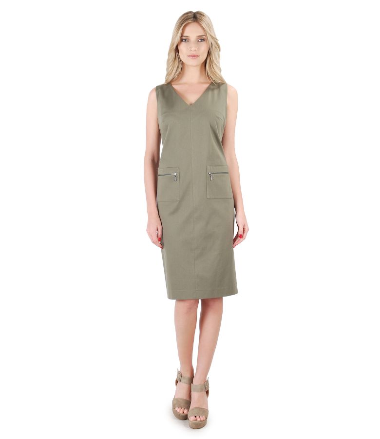 Textured cotton dress with pockets