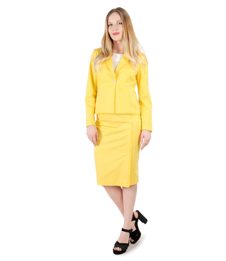 Office women suit with skirt and textured cotton jacket