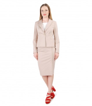 Office women suit with skirt and textured cotton jacket