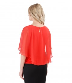 Elegant blouse with veil cape