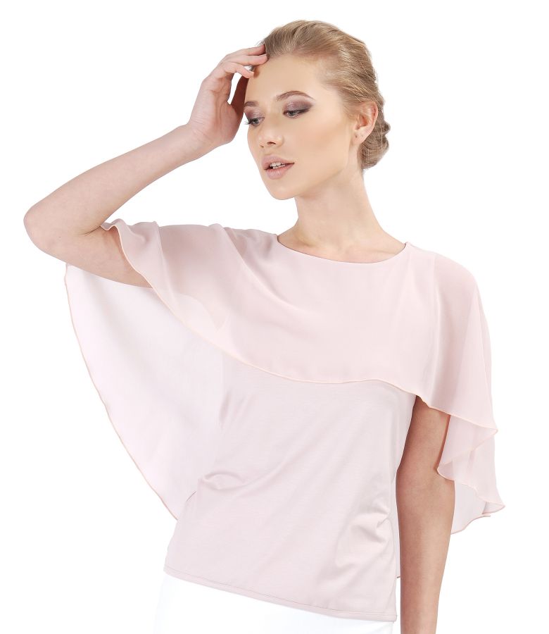 Elegant blouse with veil cape