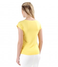 Elastic jersey t-shirt with veil trim