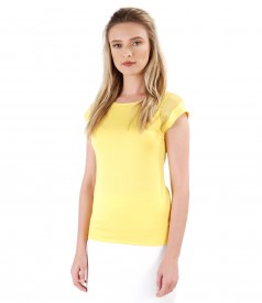 Elastic jersey t-shirt with veil trim