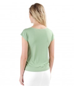 Elastic jersey t-shirt with veil trim