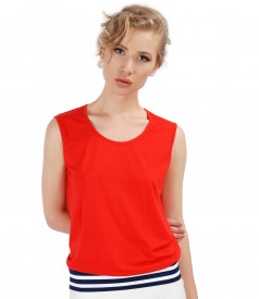 Uni jersey blouse with trim