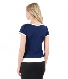 Elastic jersey t-shirt with trim