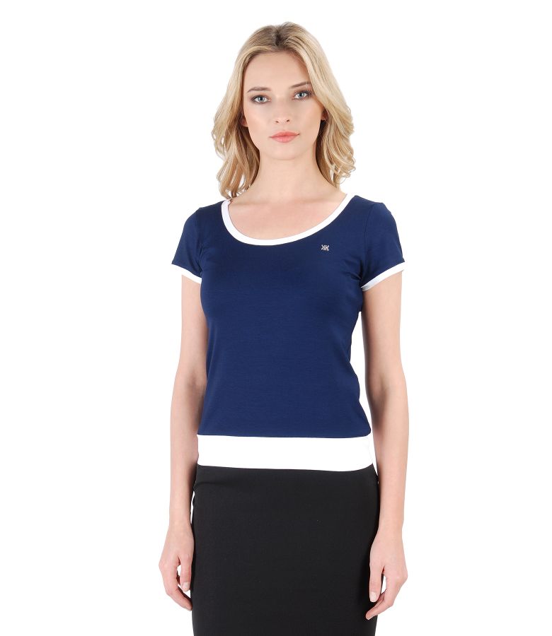 Elastic jersey t-shirt with trim