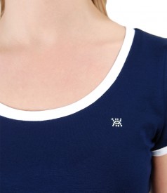 Elastic jersey t-shirt with trim