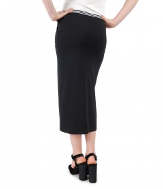 Jersey tapered midi skirt with elastic in stripes and pockets