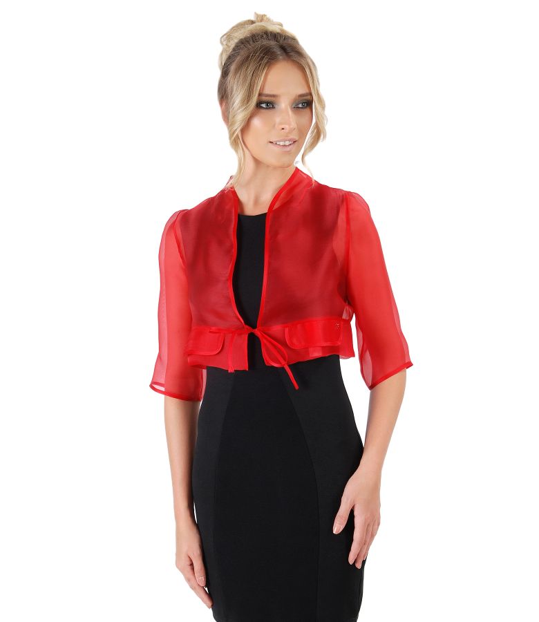 Elegant bolero made of organza silk red - YOKKO