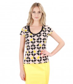 Jersey t-shirt with geometric print