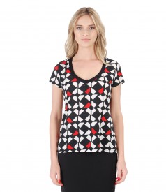 Jersey t-shirt with geometric print