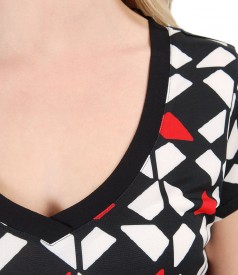 Jersey t-shirt with geometric print