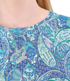 Paisley print jersey elegant blouse