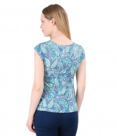 Paisley print jersey elegant blouse