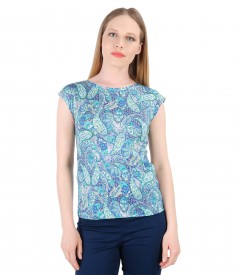 Paisley print jersey elegant blouse