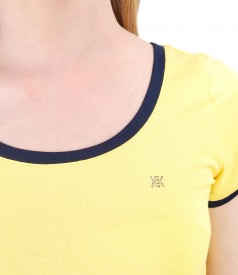 Elastic jersey t-shirt with trim