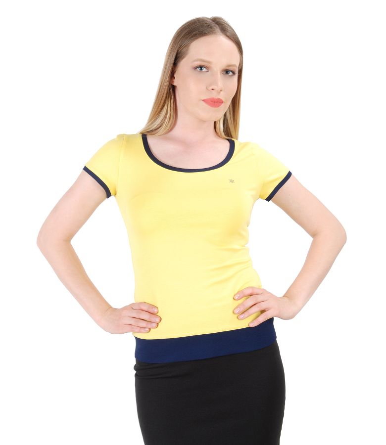 Elastic jersey t-shirt with trim