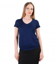 Elastic jersey blouse with V decolletage