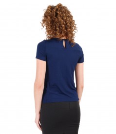 Elastic jersey blouse with bow on decolletage