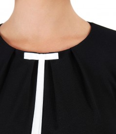 Elastic jersey blouse with bow on decolletage