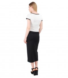 Elegant outfit with jersey skirt and t-shirt with short sleeve