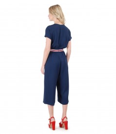 Viscose jumpsuit with pockets and elastic trim