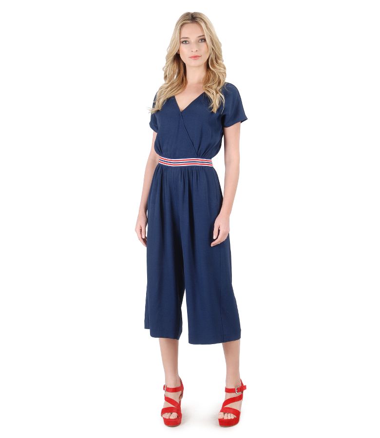 Viscose jumpsuit with pockets and elastic trim