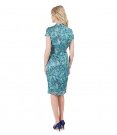 Paisley print silk dress with pearls