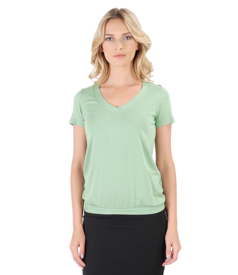 Elastic jersey blouse with V decolletage