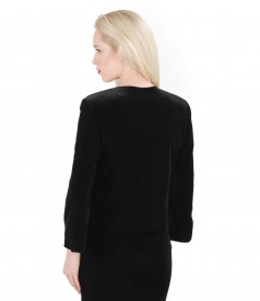 Black stretch velvet bolero